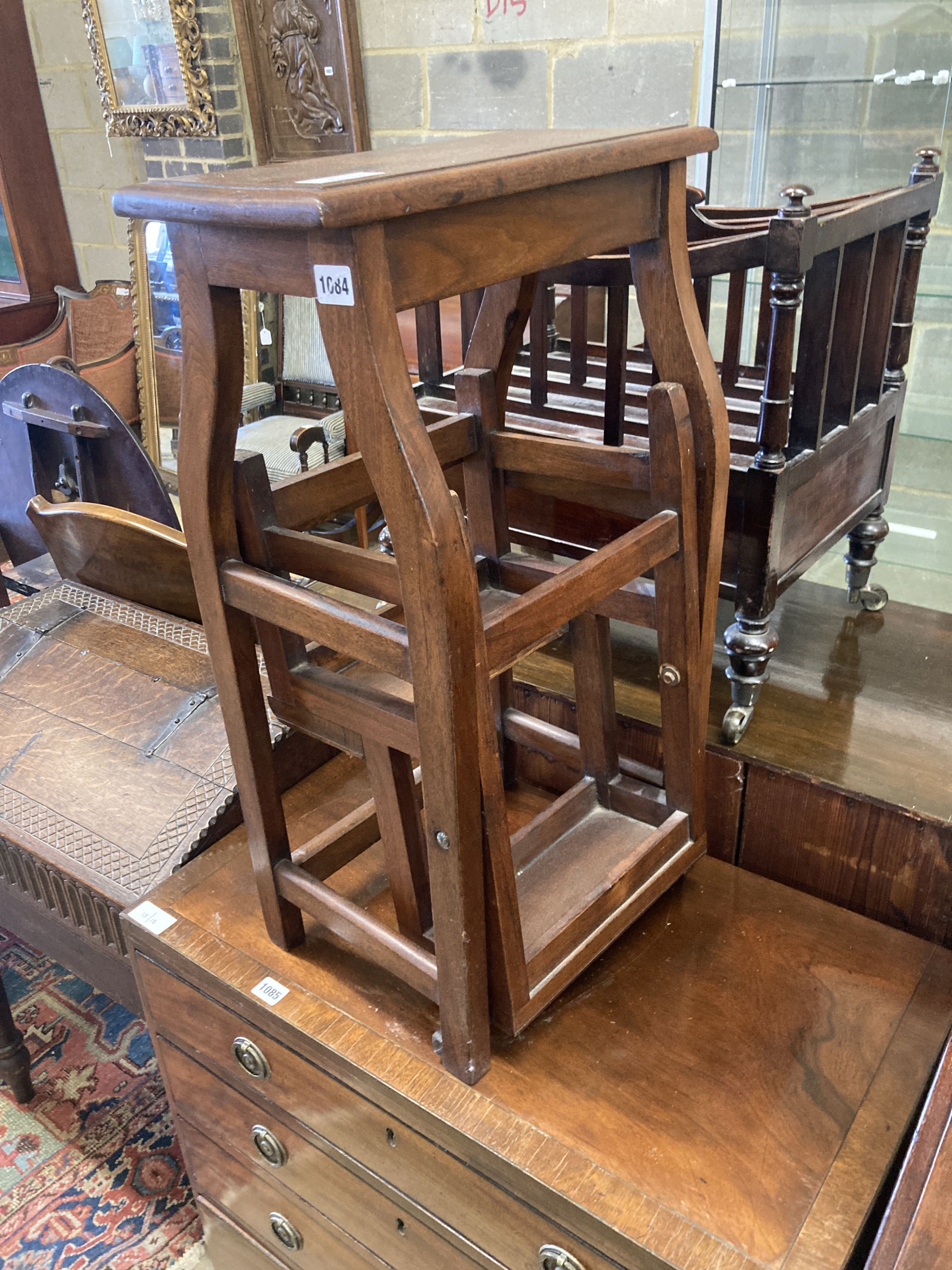 A mahogany metamorphic step/stool, width 42cm, depth 28cm, height 72cm